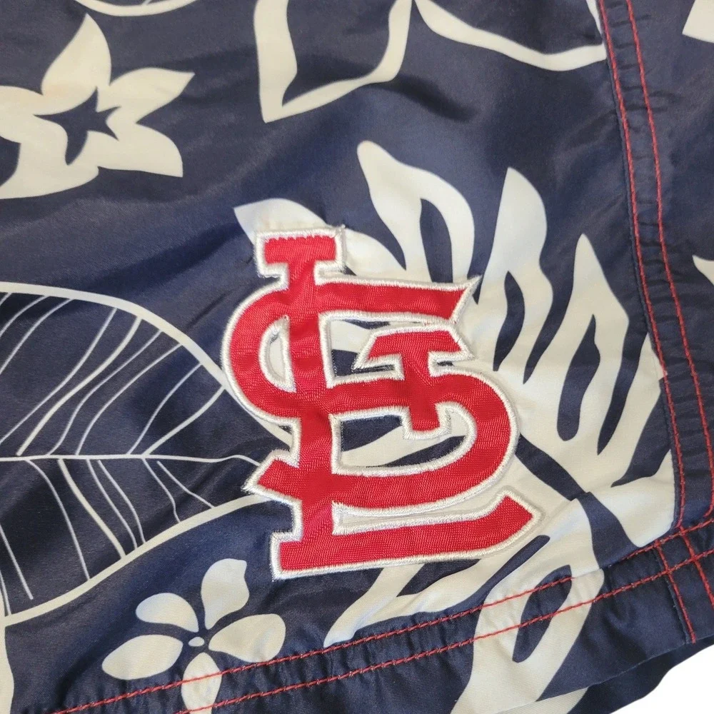 MLB St Louis Cardinals Swim Trunks Mens XL Navy Blue Tropical Board Shorts C716